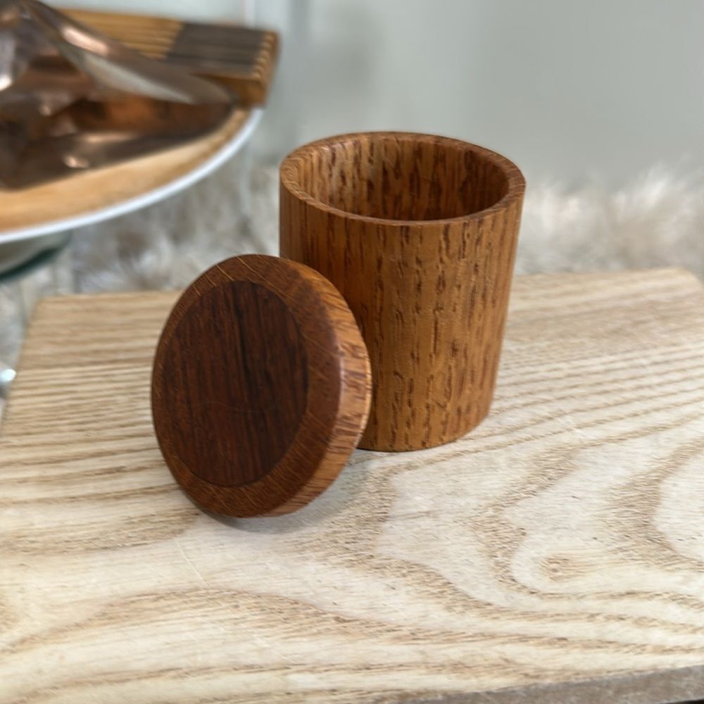 Salt Cellar‎ Small Wooden Rustic Salt Box Spice Cellar